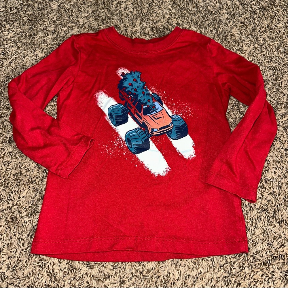 Carter's Red Long Sleeve Shirt with Monster Truck